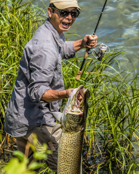 Mascinongé = Happy Fisherman by Gilles Desjardins
