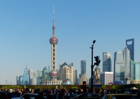 Shanghai Bund Prominade and Skyline by Ross Harland