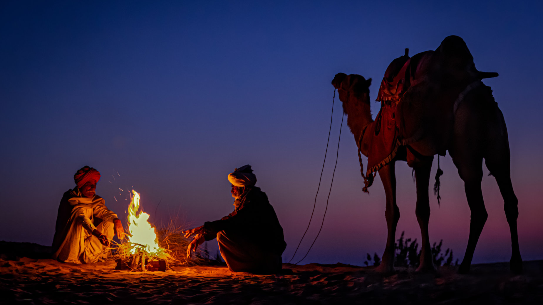 Thar Desert Campfire, Rajasthan by Guy P Larin